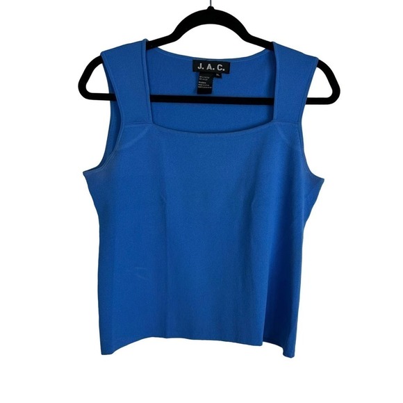 J.A.C Square Neck Blue Knit Sweater w/ Wide Straps Size XL - Picture 1 of 6